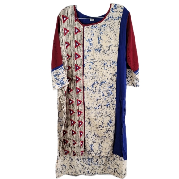 Embroidered Beautiful Kurti 100% Cotton Made in India Tunic Top Women's Size 48 - Picture 1 of 16